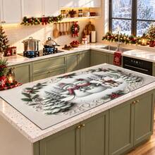 1pc Christmas Theme Snowman Print Pattern Dish Drying Mat, Kitchen Countertop Bowl & Plate Rubber Bottom Drying Pad, Party Decoration, Super Absorbent Stain Hiding Dish Drying Mat, Soft Diatomaceous Earth With Rubber Backing Multi-Functional Kitchen Home Mat, Suitable For Coffee Machine & Dish Rack Quick Dry Mat, Kitchen Countertop Coffee Mat & Bowl Drying Pad - LL LSD002 - View 4