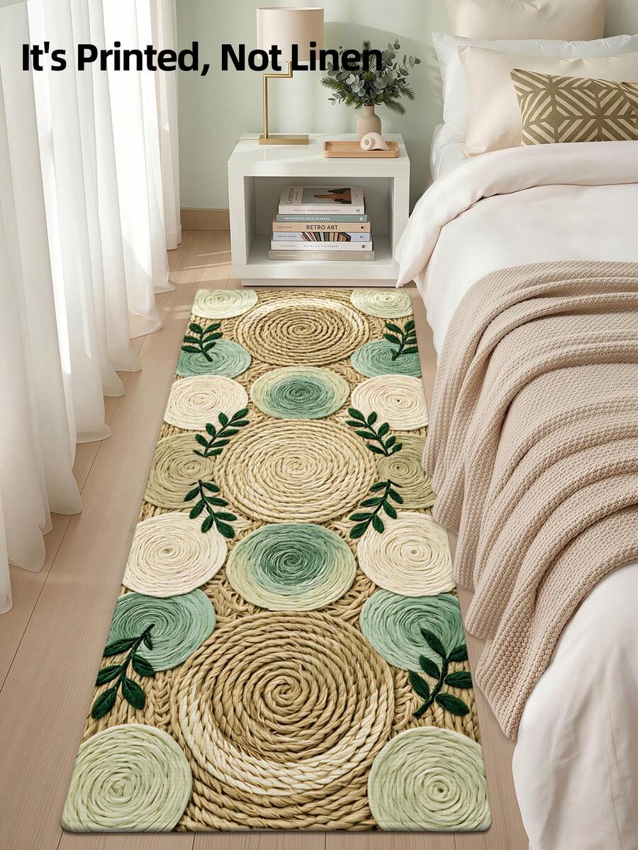 1pc 3D Woven Long Strip Rug, Bohemian Style Faux Long Pile Mat, Suitable For Bathroom, Kitchen, Outdoor, Hallway, Bedroom, Living Room, Machine Washable, Easy To Clean Entryway Mat, Non-Slip Bedroom Decor Carpet Accessory - Multicolor - View 1