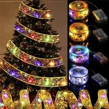 20/50/100LED Christmas Ribbon With Lights Battery Powered Indoor String Lights Xmas Tree Accessories Decoration For Christmas New Year - Christmas Ribbon Light String-battery - View 13