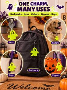 30/20/10/5pcs Double-Sided Reflective Keychains, Fun Night Fashion Accessories, Halloween Gifts And Party Decorations, Small Gifts, Bag Charms, Decorative Key Rings - Multicolor - View 4