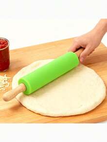 1pc Large Wooden Rolling Pin, Kitchen Tool For Rolling Dumpling Wrappers And Noodles, Hard Core Design - Multicolor - View 9