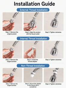 1pc Kitchen Faucet Extender, 360° Rotating Faucet Aerator, 2 Spray Modes, Single Hole Installation Water-Saving Nozzle, Durable Round ABS Material, Suitable For Sink And Shower Faucet Accessories - Multiple Styles and Colors - View 8