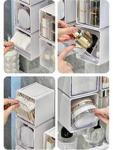 Cosmetic Storage Box, Expandable Storage Box, Bathroom Cotton Swab Storage, Minimalist Bathroom Storage Cabinet, Suitable For Storing Cotton Pads, Lipstick, Cleaning Swabs And Other Items, Equipped With Cosmetic Storage Box, Extendable Bathroom Shelf, Effectively Organize Bathroom Vanity - Multicolor - View 8