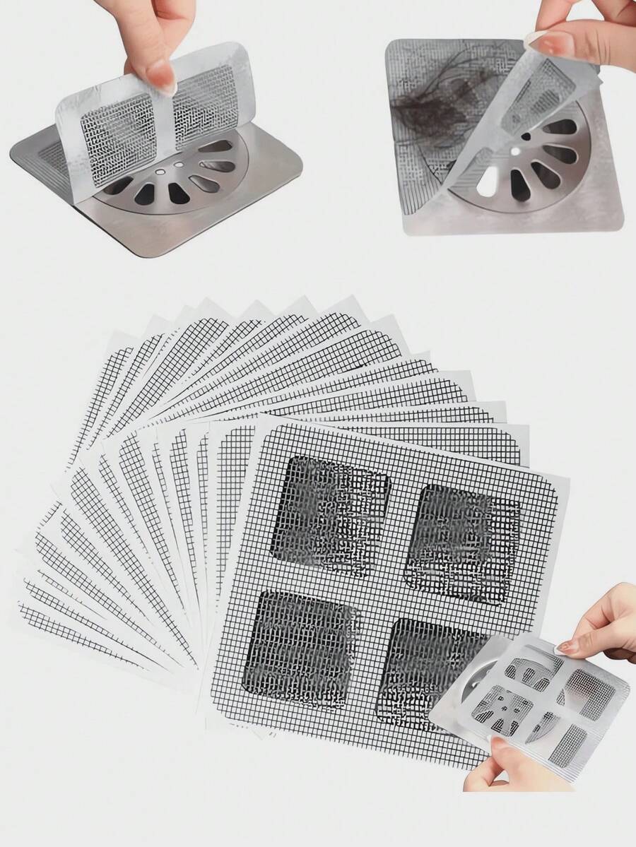 10/50/100pcs Shower/Bathtub Hair Catcher - Easy To Use, Drain Filter Stickers, Disposable Drain Cover, Suitable For Shower, Sink, Laundry Room, Easy To Stick, Hair Clog Drain Cover - Multicolor - View 1