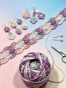 Soft Dual-Color Lace Yarn Combination, 12/16 Rolls Per 25 Meters, Random Mixed Color Crochet Thread, DIY Handmade Yarn, Suitable For Weaving, Lace Making, Mini Dolls, Lace Trim, Handmade Jewelry Making - Two-tone Lace Thread - View 1