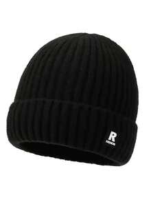 1PC Men's Winter Knitted Hat, Thermal Lined Thick Warm Woolen Cap, Windproof Cold Weather Beanie For Cycling - A - View 4
