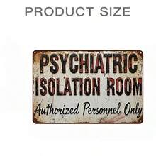 2D Flat, 2D Flat 1pc, "Psychiatric Isolation Room - Authorized Personnel Only" Vintage Wooden Sign Decorative Art, 2D Flat - B - View 4