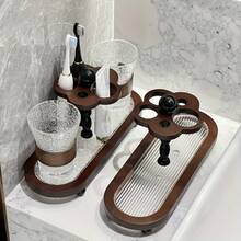 1pc Vintage Toothbrush, Toothpaste And Toothbrush Holder With Integrated Mouthwash Cup |, Floor Standing, Includes Toothbrush Holder, Toothpaste Squeezer, Mouthwash Cup, Suitable For Bathroom And Washroom - Multicolor - View 4