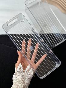 1pc Transparent Cosmetic Storage Box, Clear Makeup Organizer Suitable For Home, Bedroom, Bathroom, Vanity And Desk, Travel Accessory Gift Box, Perfect As Gift For Family And Friends, Birthday Wedding Storage, Back To School Desktop Organizer - Clear - View 4