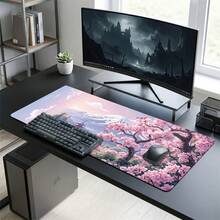 Set Alas Mouse Gaming dan Alas Meja Ekstra Panjang Motif Kartun Jepang Bunga Sakura & Gunung Bersalju, Alas Karet Tahan Lama Anti Selip, Permukaan Halus, Cocok untuk Komputer Laptop Kantor Rumah, Dekorasi Seni Abstrak, Perlengkapan Sekolah - A - View 7
