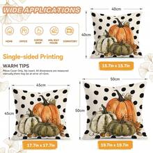 4pcs/1pc Plaid & Polka Dot Autumn Pattern Pillow Covers, Single-Sided Printed Cushion Cases Without Inserts, Suitable For Living Room Bedroom Home Decor, All Season Use - Multicolor - View 3