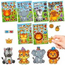 6Sheets Fun Monster Face Swap Puzzle Decals, DIY Assemble Mix & Match Monster Parts Stickers, Waterproof Vinyl Stickers For Travel Luggage, Water Bottle, DIY Craft - Multicolor - View 1