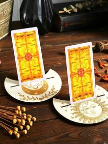 Card Storage Set - Storage Box+2pcs Card Holder, Durable Stackable Storage Box, With Star Moon Theme Pattern, Card Collection Storage Box, For Business Card Storage, Desktop Vanity Organizer, For Christmas, Halloween, Ramadan, Parties, Birthdays - Multicolor - View 3