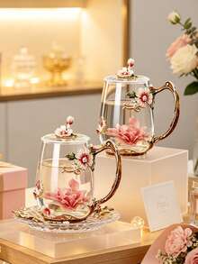 1 Set (1 Cup, 1 Spoon) Daisy Coffee Cup, Water Glass, Ceramic Spoon, Breakfast Milk And Juice Cup (No Lid) - Multicolor - View 6