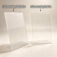 2pcs Acrylic Sign Holder | Clear Plastic Display Stand, Suitable For Brochures, Menus, Flyers, Documents, Photos, Business Cards, 8.5"X11" Frame Size | Office & Desktop Display Stand - A - View 10