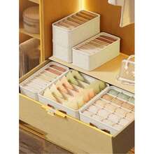 Foldable Fabric Underwear Storage Box With Handle Divider Sock Bra Closet Organizer - Multicolor - View 1