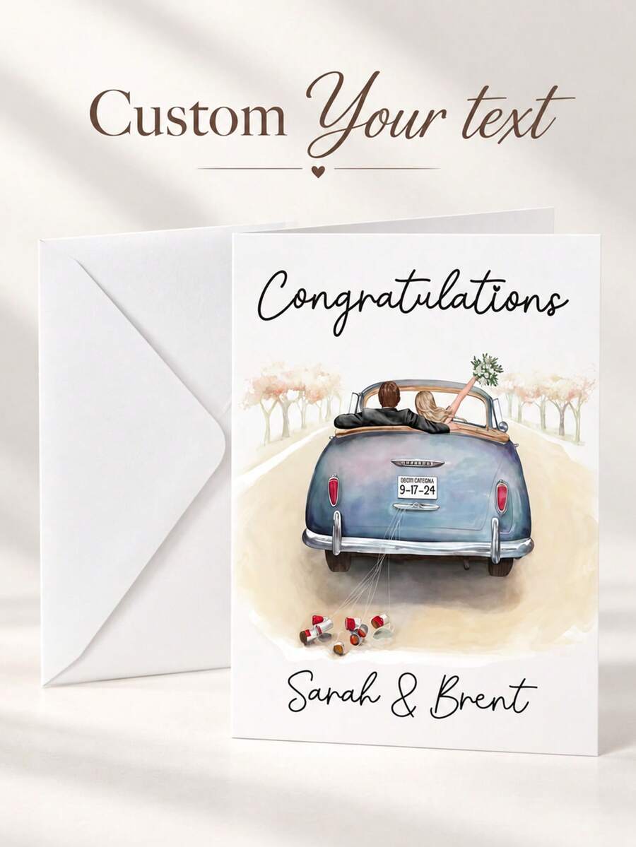 Custom Greeting Card (With Envelope): Personalized Wedding Invitation, Suitable For Family, Boyfriend, Girlfriend, Siblings, Spouse, Colleagues, Foldable, Creative Personalized Greeting Card, Great Gift For Wedding, Halloween, Christmas, Valentine's Day, Birthday, Party, Anniversary - Multicolor - View 1