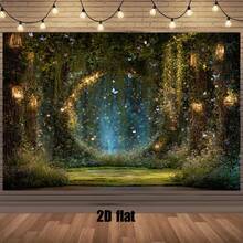 1 Magic Forest Theme Background Banner-Butterflies And Fireflies At Night, Without Electricity, Very Suitable For Weddings, Parties And Holiday Celebrations, Creating A Dreamy Atmosphere. - 1 - View 1