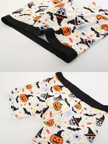 1pc Men's Boxer Briefs, Soft Skin-Friendly, Fun Halloween Star Candy Spider Web Pattern, Playful Print Home Holiday Wear Underwear - Multicolor - View 4