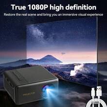 Portable Mini Projector For Home, Supports 1080P Input, Native 240P, Suitable For Movies And Games, Compatible With Phone, Tablet, TV And USB, Ideal For Travel And Camping, Includes PD Cable Only, No Plug Or Power Adapter - Black - View 5
