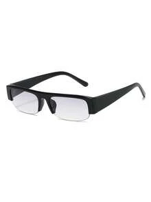 1 Pair Men's Black Half-Frame Personalized Versatile Fashion Glasses - Black - View 2