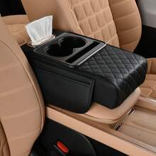 1pc Multifunctional Car Armrest Storage Pad, Center Console Organizer With Cup Holder, Tissue Slot, Phone Slot And 2 Side Storage Pockets, Universal Fit For Most Car Models, Can Hold Water Bottle, Card, Phone - Multicolor - View 10