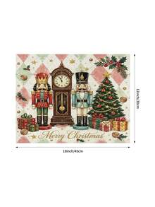Christmas Table Runner, Pillowcase, Placemat, Nutcracker Ballerina Christmas Tree Clock Diamond Plaid Table Runner, Holiday Home Decor Table Runner Cushion - Multicolor - View 6