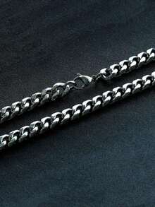 1pc Stainless Steel 6-Sided Polished Chain Necklace, Men's Bold Hip Hop Personalized Thick Chain Necklace - Multi-color - View 3
