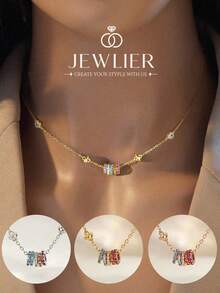 1pc Exquisite Rainbow Traffic Theme Necklace, Minimalist Collarbone Chain, Delicate Jewelry Gift, Suitable For Girls' Daily, Dating, Campus Wear - Rainbow Fortune Circle - View 1