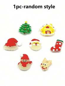 7Pcs Christmas Luminous Shoe Charms, PVC Decorative Shoe Ornaments With Santa Snowman Christmas Tree Reindeer Patterns, Detachable Shoe Accessories For Sandals Clogs, Holiday Party DIY Shoe Decors For Adults - Multicolor - View 10