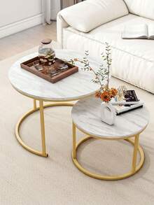 Super life Nordic Style Compact Coffee Table, Available In Multiple Sizes Including Round And Minimalist Modern Round Coffee Table Or Side Table, Suitable For Small Living Room. Gold, Furniture, Table. - Multicolor - View 1