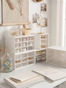 1pc Desktop Storage Box, Transparent Drawer-Style Organizer Cabinet For Cosmetics, Jewelry, Stationery, Office Supplies, Small Items, Dust-Proof Display Box, Suitable For Bedroom, Vanity, Office Desk, Bathroom, Kitchen Countertop, Holiday Gift - Multicolor - View 7
