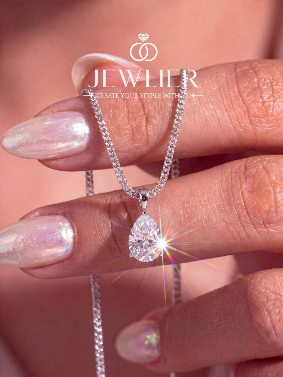 1pc S Shiny Water Drop Pendant Necklace, Exquisite Women's Jewelry Gift