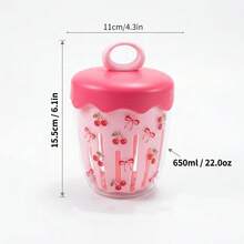 Overnight Oats Containers With Lids, Clear Plastic Storage Jars With Lids, Yogurt Meal Prep Containers, Salad Jars With Strainer, Double Layer Food Jars & Canisters, Portable Overnight Oats Jars With Handle, Cherry Bow Pattern, School Office - Multicolor - View 22