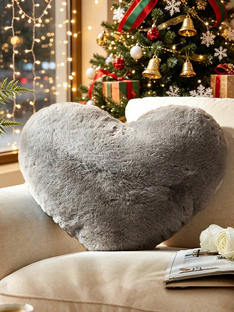 1 pieza Cojín decorativo con forma de corazón, Cojín decorativo con forma de corazón lindo, Cojín decorativo suave, Adecuado para sofá, dormitorio, sala de estar, decoración del hogar, decoración de la habitación, fiesta, boda, Día de San Valentín, Cojín decorativo de primavera/verano, Cojines de jardín al aire libre, Acción de Gracias, Halloween