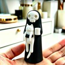 Best-Selling Grim Reaper Holding Cat Desktop Ornament Dark Style Halloween Decoration 3D Printed Collectible Figure - Multicolor - View 3