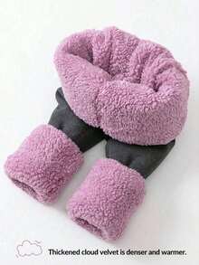 1pair 400g Thick Fluffy Cloud Fleece Leggings For Women, High Waist,Warm For Winter - Multicolor - View 2