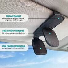 Leather Car Fashion Glasses Holder, Car Sun Visor Glasses Storage Organizer Clip, Universal Vehicle Card And Glasses Clip - Style a - View 2