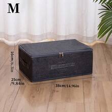 Fabric Storage Box, Foldable With Lid, Suitable For Clothes, Toys And Home Storage, Linen Material, Bedroom Storage Organizer Box - Grey - View 9