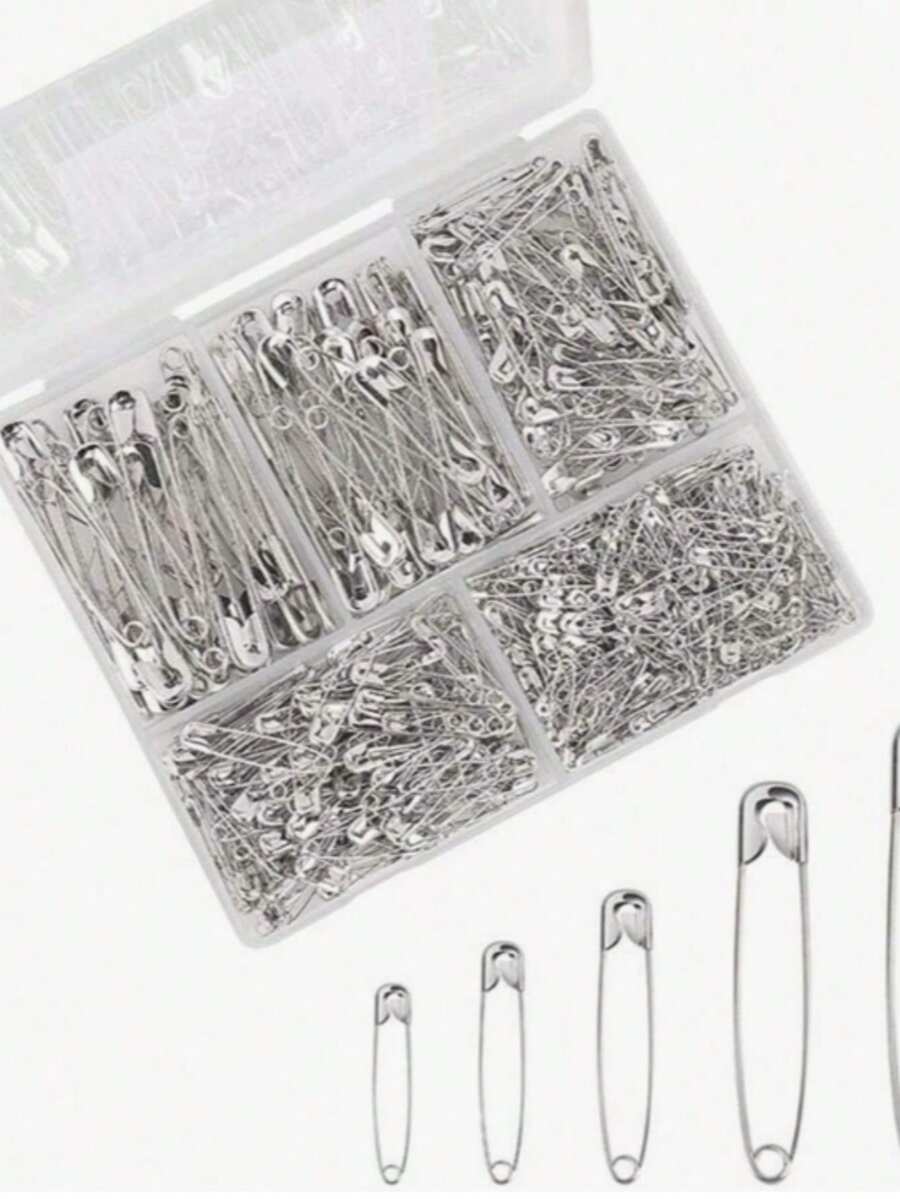 10/150pcs Multi-Size Metal Safety Pins, 5 Sizes (Including 19mm, 27mm). Durable And Easy To Use. Suitable For Clothing Repair, Crafts, Document Organization, Decoration, Brooches, Badges And Keychains. Perfect For Daily Use, Valentine's Day And Weddings - Multi-color - View 1