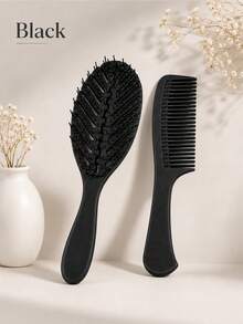 Set Sisir Rambut Fleksibel Berlubang Bentuk Daun untuk Mengurai dan Menata Rambut, dengan Pin Bulat & Sisir Gigi Lebar yang Serasi untuk Rambut Keriting Bergelombang Tebal, Penghalus Harian, Pembagi Rambut, Penataan Rambut Basah dan Kering, Penggunaan di Rumah dan Perjalanan, Pilihan Multiwarna - Mengatur - View 12