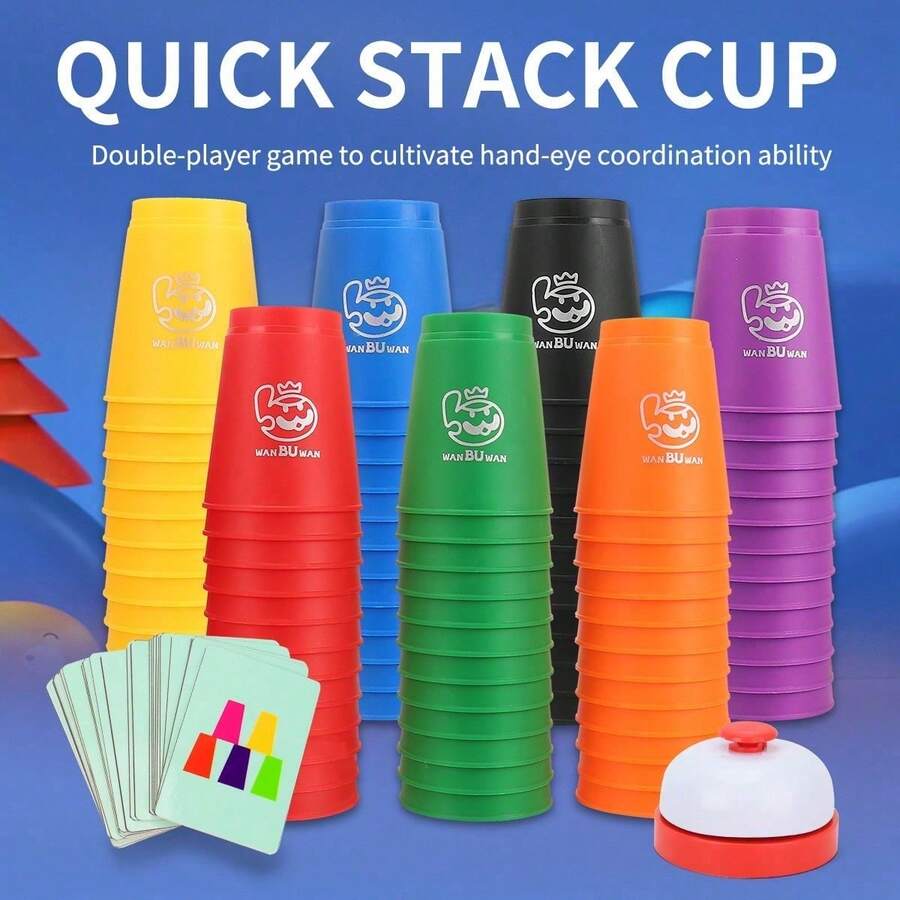 12pcs Stacking Cup Game Set, Fun Tabletop Game, Creative Stacking, Two-Player Interactive Desktop Board (Large Cups), Color Sorting Training, Holiday Party Gift (Random Colors), Halloween Decoration, Various Ways To Play, Unlock Joy - Multicolor - View 1