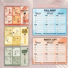 6-Piece 30-Day Fitness Challenge Set - Includes 6 Tri-Fold Workout Charts With Daily Progress Tracker, Covering Flat Abs, Slim Body, Toned Arms, Perky Butt, Lower Body And Full Body Challenges, Home Workout Guide, Habit Tracker, Progressive Training Plan - 6-piece 30-day Fitness Challenge Set - View 5