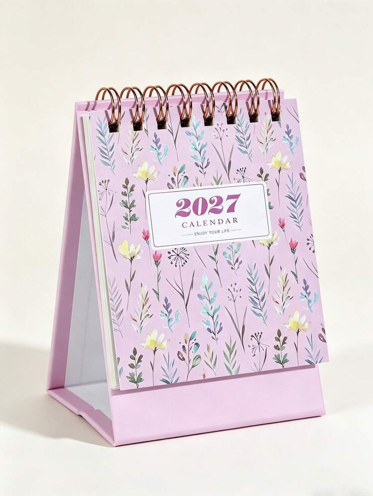 2027 花卉紙質桌上日曆，螺旋裝訂直立式桌曆，附裝飾封面，精巧日期計畫本，適合居家辦公室、書桌、床頭櫃、書架裝飾，聖誕日常整理 - 均碼 - 查看 14