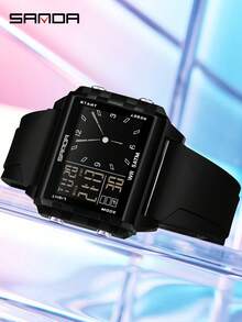 Top Brand Men's Luxury Sports Multi-Function Waterproof Fashion Alarm Date Week Quartz Digital Watch, Casual Style SANDA 6273 - Black - View 3