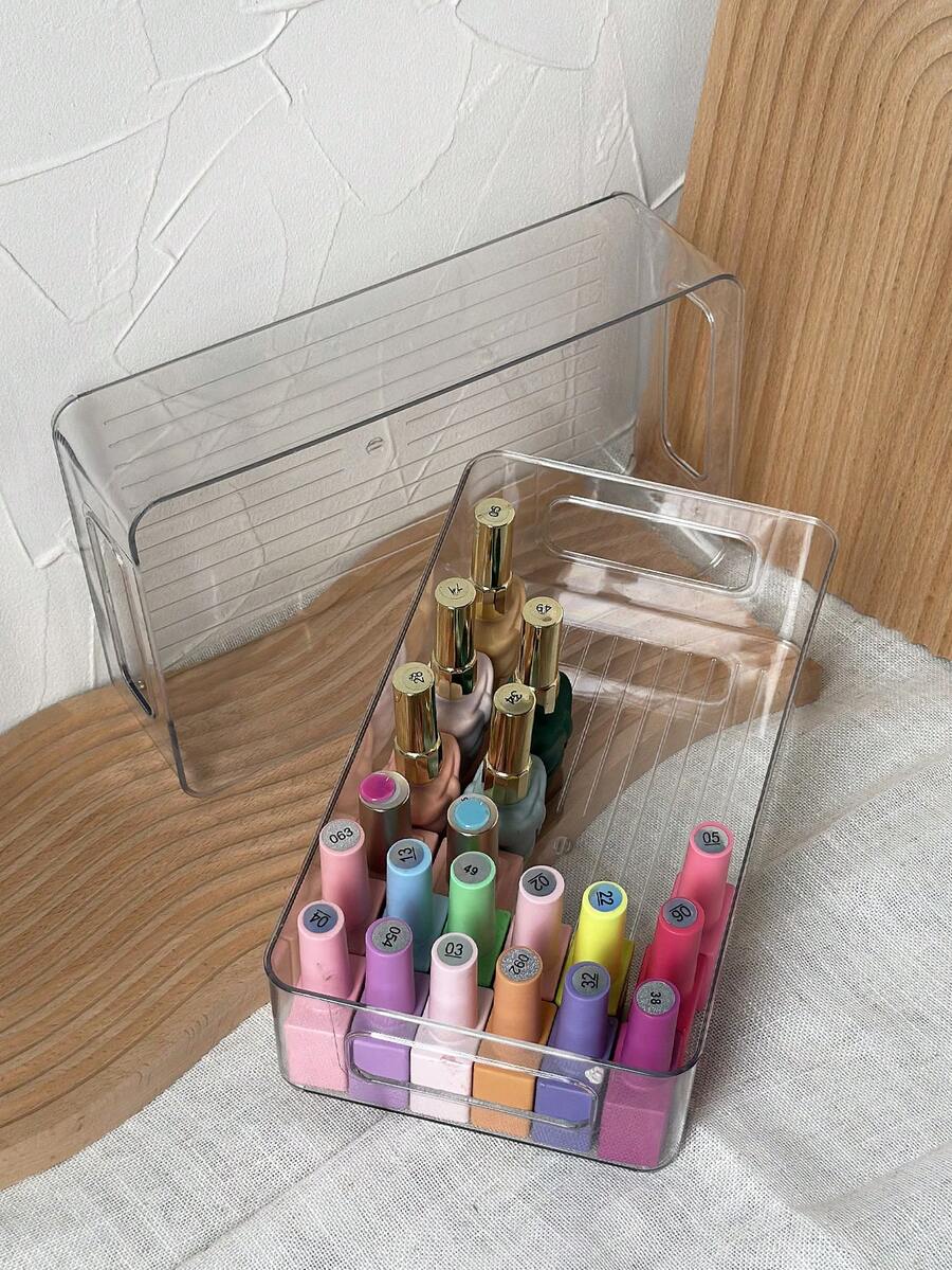 1pc Transparent Cosmetic Storage Box, Clear Makeup Organizer Suitable For Home, Bedroom, Bathroom, Vanity And Desk, Travel Accessory Gift Box, Perfect As Gift For Family And Friends, Birthday Wedding Storage, Back To School Desktop Organizer - Clear - View 1