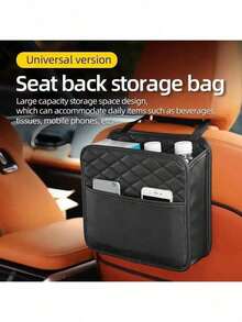 1pc Black Car Seat Back Storage Organizer Bag, Multi-Function Car Interior Storage Pouch - A - View 5