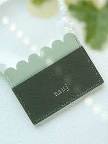 1pc Custom Name Duotone Scallop Card Case Customized Initals Credit Card Holder With A Fun Scalloped Shape Personalized Slim ID Card Wallet - Pastel - View 23