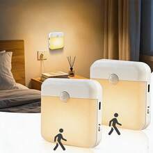 1pc/2pcs/3pcs/5pcs Motion Sensor Night Light, USB Rechargeable Magnetic LED Stair Light, Soft Warm And White Light, Auto Off In 30 Seconds, Wireless Adhesive, Nighttime Multi-Scene Lighting, Constant And Sensor Modes, Suitable For Elderly And Children Night Light, Hallway, Cabinet, Staircase Automatic Switch Light - Sensor Lights - View 6