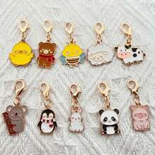 10pcs Alloy Drip Oil Cartoon Animal Keychain, Suitable For Bag Hanging Accessories, The Best Choice For Gifts - Multicolor - View 3